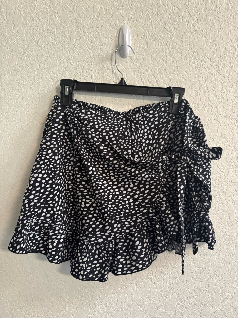 Black & White Spot Wrap Skort with Ruffle Hem